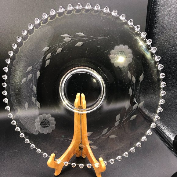 Rare Candlewick Corn Flower etched Hughes14" Hostess Plate - Picture 2 of 4